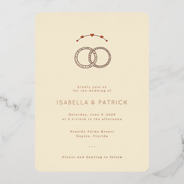 Elegant Beige Wedding Rings (Front)