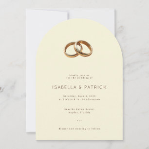 Elegant Beige Wedding Rings Invitation
