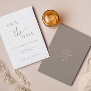 Elegant Beige Wedding Save The Date Card