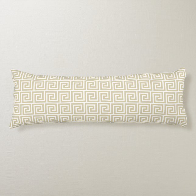 Elegant Beige & White Greek Pattern Body Cushion (Front)