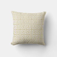 Elegant Beige & White Greek Pattern Throw Pillow