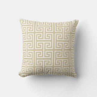 Elegant Beige & White Greek Pattern Throw Pillow