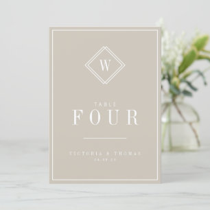 Elegant Beige/White Minimalist Table Number Card
