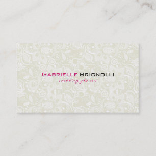 Elegant Beige & White Vintage Floral Lace Business Card
