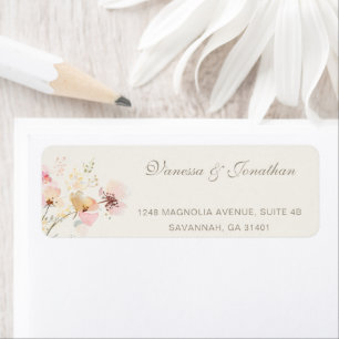 Elegant Beige Wildflowers Wedding Return Address
