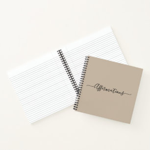 Elegant Beige with Black Typography Affirmations Notebook