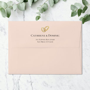 Elegant Beige with Rings Wedding Envelope