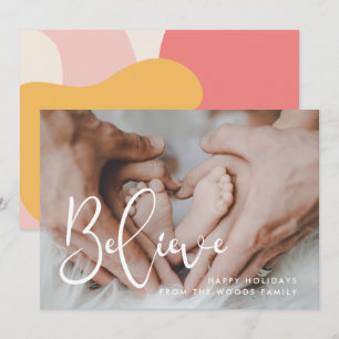 Elegant Believe Christmas Inspirational Photo Holiday Card