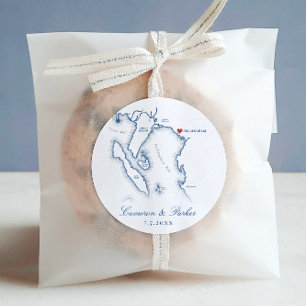 Elegant Bellingham Washington Map Wedding Favour Classic Round Sticker