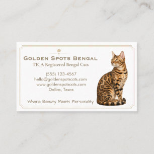 Elegant Bengal Cat Cattery Customisable Business Card