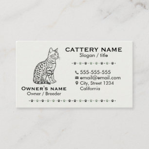 Elegant Bengal Cat Cattery Customisable  Business Card