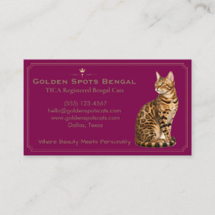 Elegant Bengal Cat Cattery Customizable Business Card