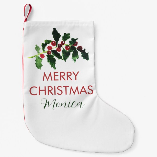 Elegant Berries Christmas Botanical Simple Small Christmas Stocking (Front)