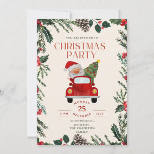 Elegant Berries Frame Christmas Party Invitation