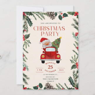 Elegant Berries Frame Christmas Party Invitation