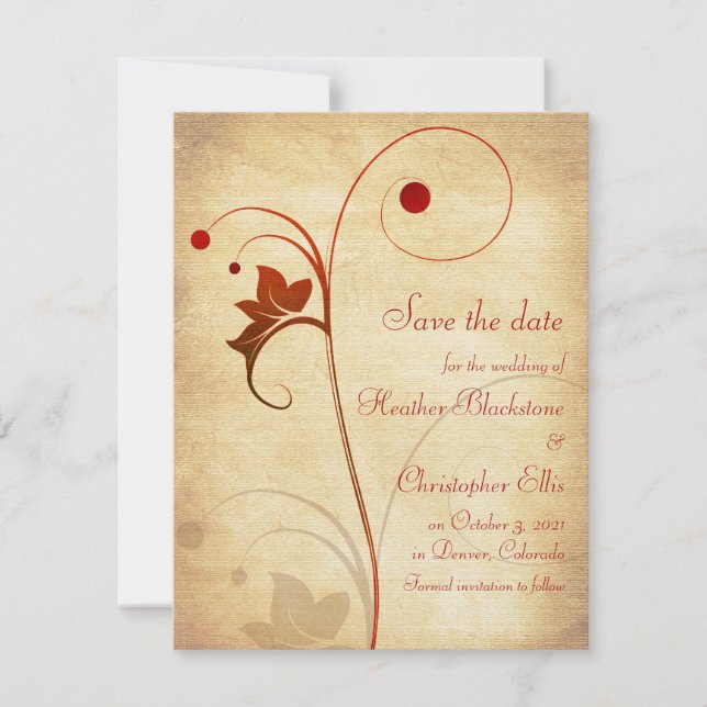 Elegant Berries Vine Wedding Save the Date (Front)