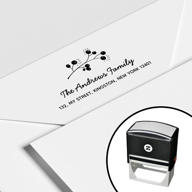 Elegant Berry Branch Family Name Leaf Self-inking Stamp (Creator Uploaded)