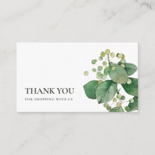 ELEGANT BERRY LEAFY FOLIAGE GREENERY THANK YOU BUSINESS CARD