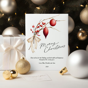 Elegant Berry Pine Merry Christmas Flat Holiday Card