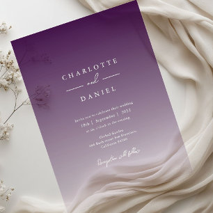 Elegant Berry Violet Gradient Acrylic Wedding Acrylic Invitations