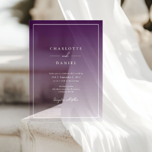 Elegant Berry Violet Gradient Acrylic Wedding Acrylic Invitations