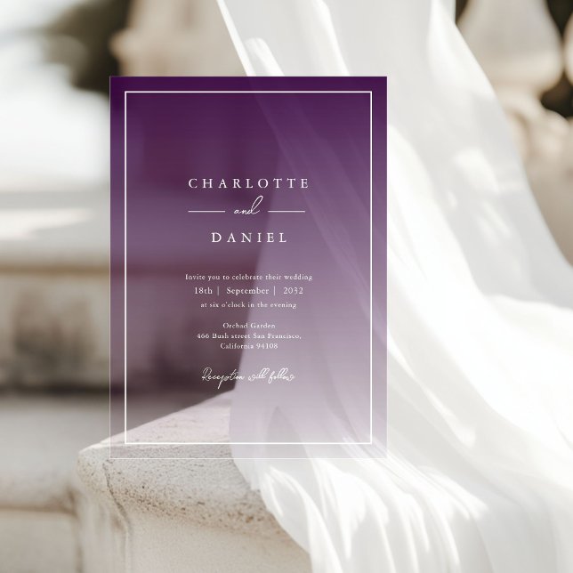 Elegant Berry Violet Gradient Acrylic Wedding Invitations (Elegant Berry Violet Gradient Acrylic Wedding Acrylic Invitations)