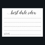 Elegant Best Date Idea Wedding Advice Table Number<br><div class="desc">These elegant Best Date Idea cards will make the ideal way to get date night ideas for the newlyweds.This design features a combination of modern calligraphic script and block fonts. Part of the Alejandra collection.</div>