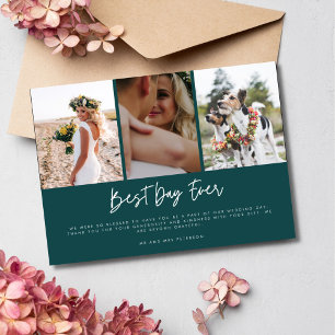 Elegant Best Day Ever Photo Wedding Thank You