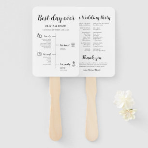Elegant Best Day Ever Wedding Timeline Program Hand Fan