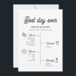Elegant Best Day Ever Wedding Timeline Program Invitation<br><div class="desc">Celebrate your special day with the Elegant Best Day Ever Wedding Timeline Program. This thoughtfully designed program provides your guests with a clear and stylish overview of the day's events. Featuring a modern and elegant layout, the timeline includes customisable icons and beautifully crafted typography that highlights each moment of your...</div>