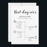 Elegant Best Day Ever Wedding Timeline Program Invitation<br><div class="desc">Celebrate your special day with the Elegant Best Day Ever Wedding Timeline Program. This thoughtfully designed program provides your guests with a clear and stylish overview of the day's events. Featuring a modern and elegant layout, the timeline includes customisable icons and beautifully crafted typography that highlights each moment of your...</div>