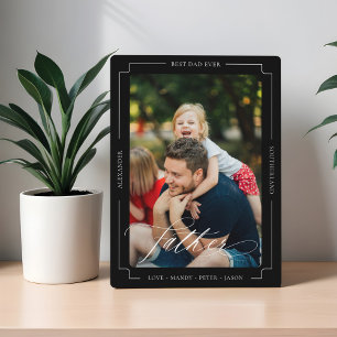 Elegant Best Father Ever Photo Keepsake Black Plaque