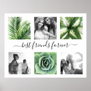 Elegant best friends forever 6 photo collage poster