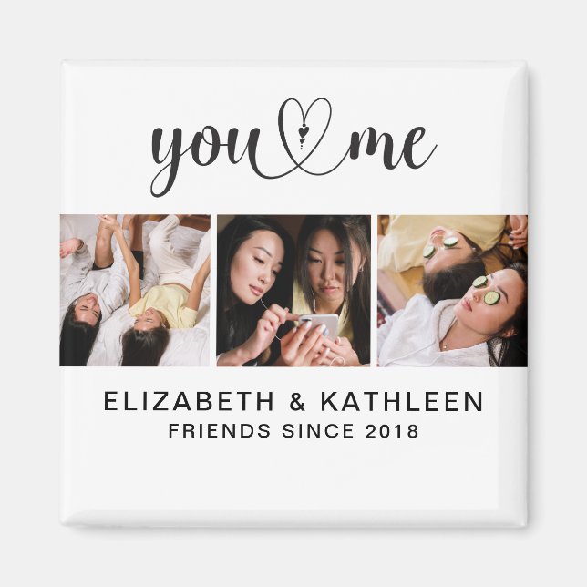 Elegant Best Friends Script Photo Collage Magnet (Front)