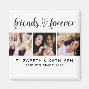 Elegant Best Friends Script Photo Collage Magnet