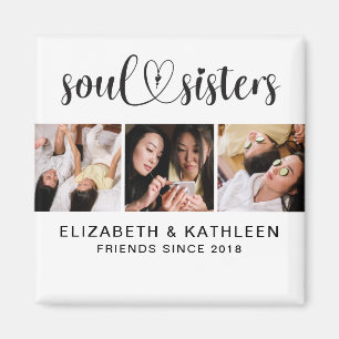 Elegant Best Friends Script Photo Collage Magnet