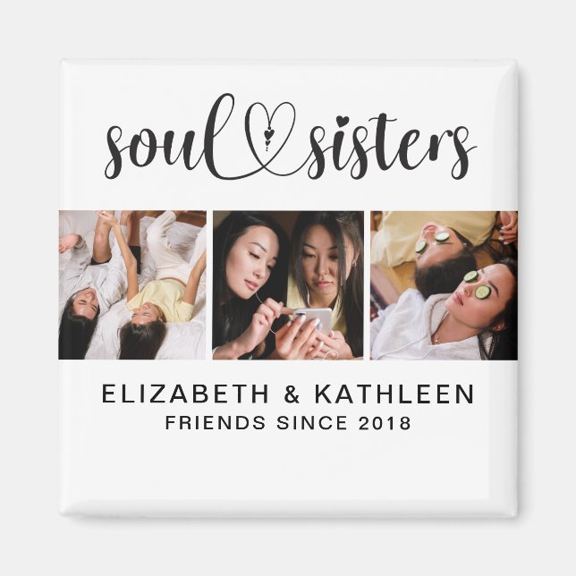 Elegant Best Friends Script Photo Collage Magnet (Front)