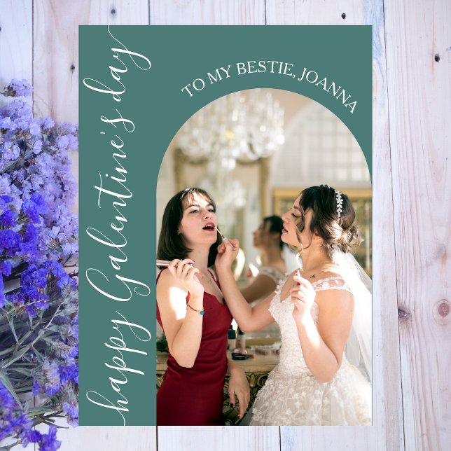 Elegant Best Friends valentine's day Bestie photo Holiday Card (Creator Uploaded)