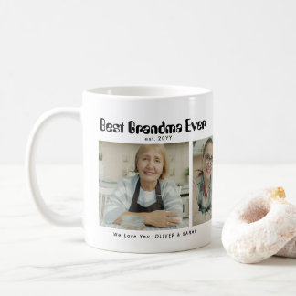 Elegant Best Grandma Ever 3 Photo Collage Heart Coffee Mug