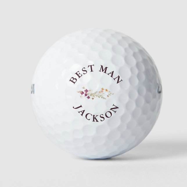 Elegant Best Man Groomsman Wedding Favour Golf Balls (Front)