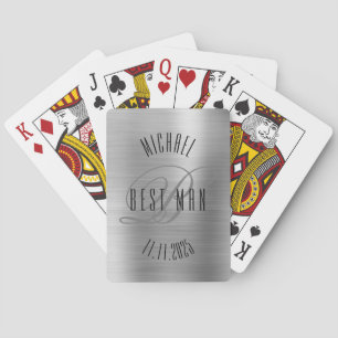Elegant Best Man Monogram Wedding Playing Cards