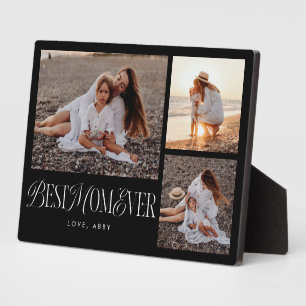 Elegant Best Mum Ever Black Collage Plaque