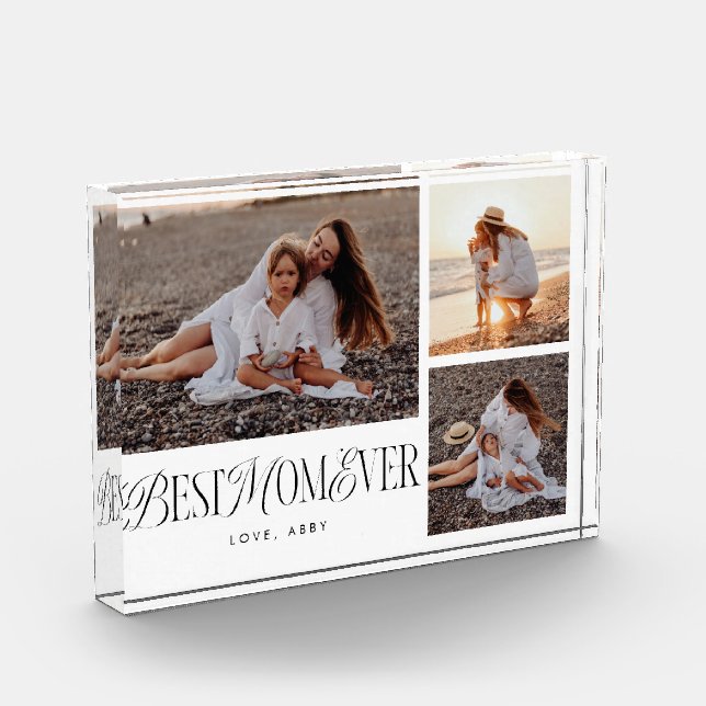 Elegant Best Mum Ever Collage Photo Block (Left)