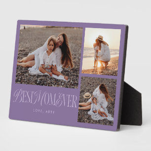 Elegant Best Mum Ever Purple Collage Plaque