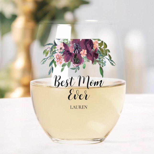 Elegant Best Mum Ever Stemless Wine Glass (Looking for a fun, trendy yet elegant Mother's Day gift for your Mom, Grandma or Sister? )