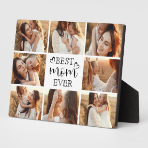 Elegant Best Mum Ever Typography Cute Photo Gift Plaque