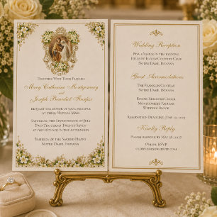 Elegant Betrothal Catholic Wedding Floral Invitation