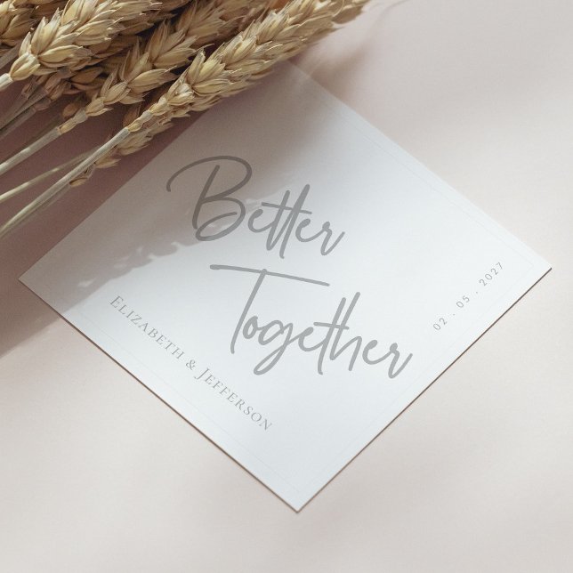 Elegant "Better Together" Silver Script Wedding Napkin (Elegant  Better Together Silver Script Wedding Napkins Personalized)