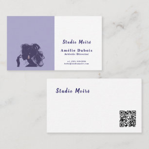 Elegant Bi-Color Silhouette Creative-Pastel Purple Business Card