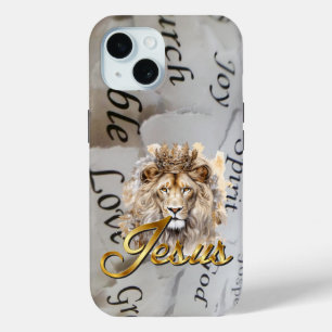 Elegant Bible Monochrome Jesus Lion of Judah iPhone 15 Case